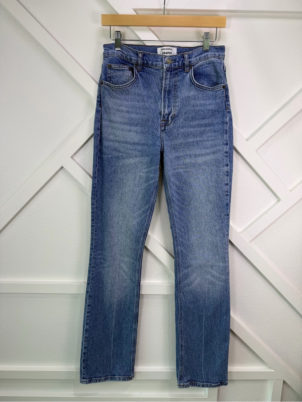 Reformation Peyton High Rise Bootcut Jeans Medium Wash Organic Cotton Size 27